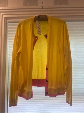 Zara Yellow Cardigan with Pink TrimNew with Tags